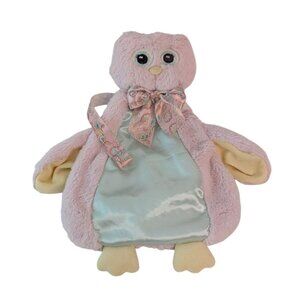 Bearington Pink Owl Lovey Paisley Bow Pacifier Holder Baby Security Blanket Sack
